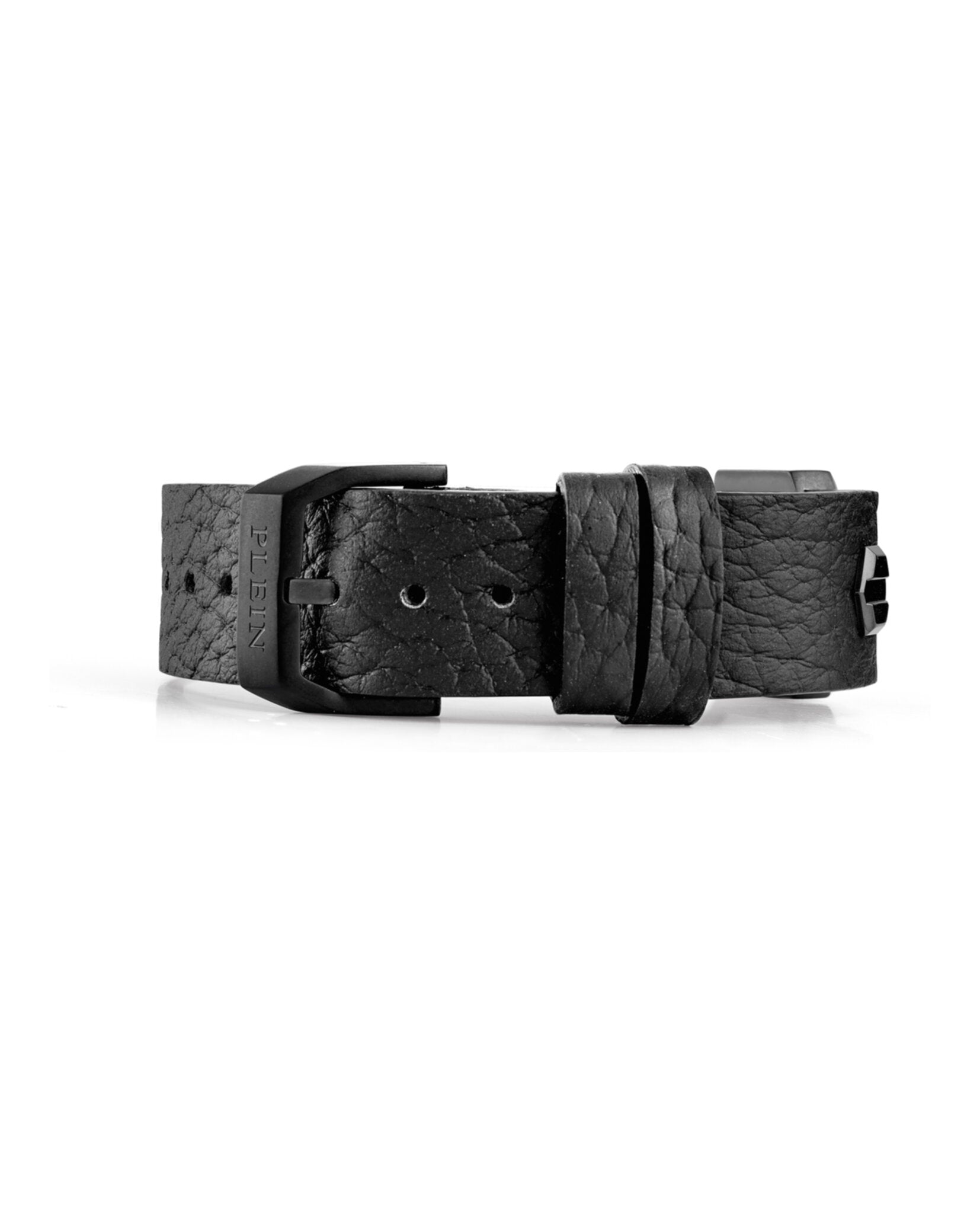 Philipp Plein Mens Hexagon Calf Leather Bracelet