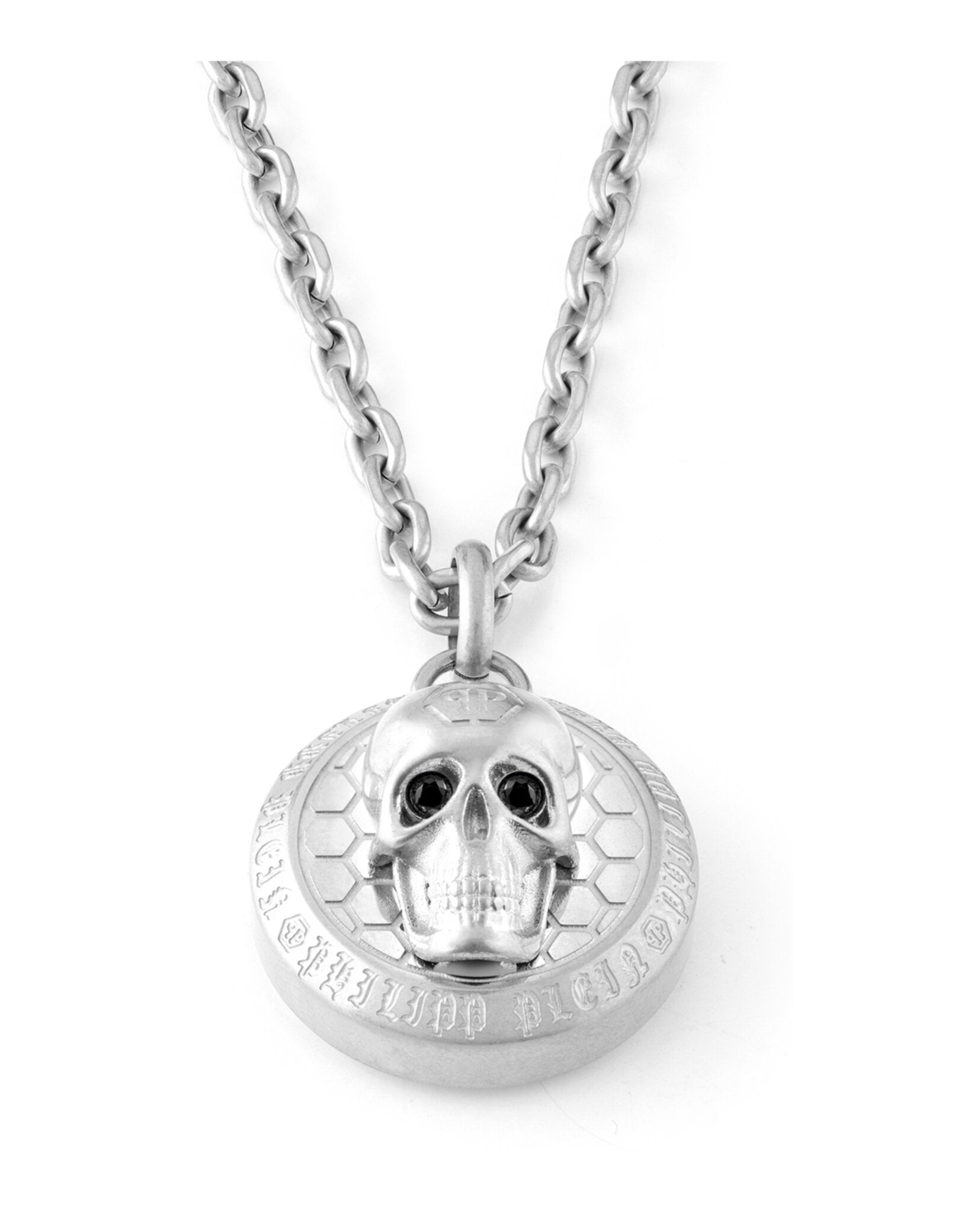 Philipp Plein Mens 3D $kull Crystal Cable Chain Necklace