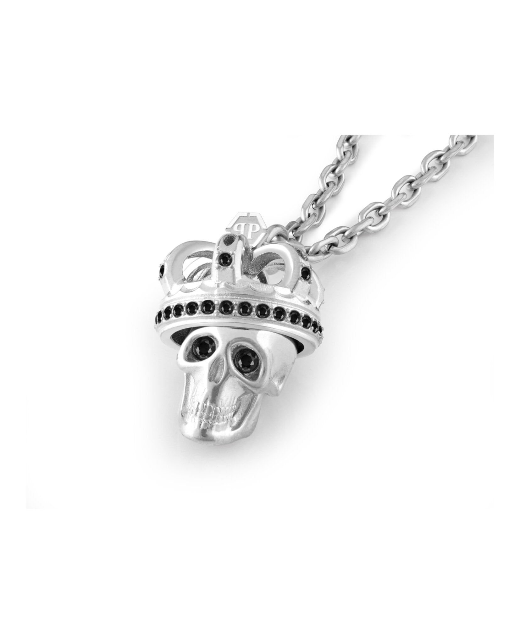 Philipp Plein Mens 3D $kull Crystal Cable Chain Necklace