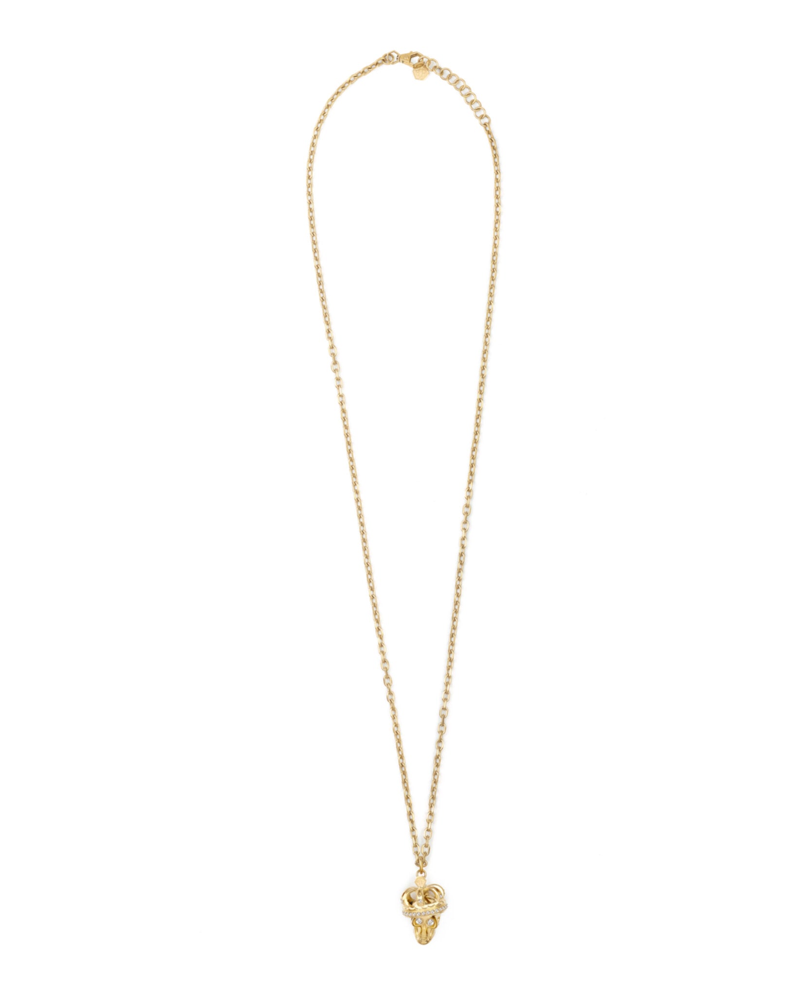 Philipp Plein Mens 3D $kull Crystal Cable Chain Necklace