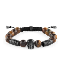 Philipp Plein Philipp Plein Mens Plein Elite Tiger Eye Beads Bracelet