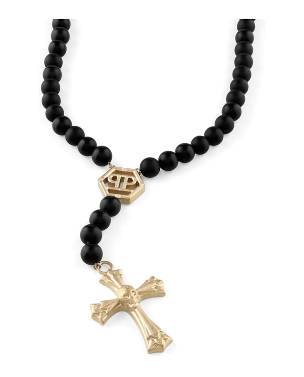 Philipp Plein Mens Whisper Onyx Beads Necklace