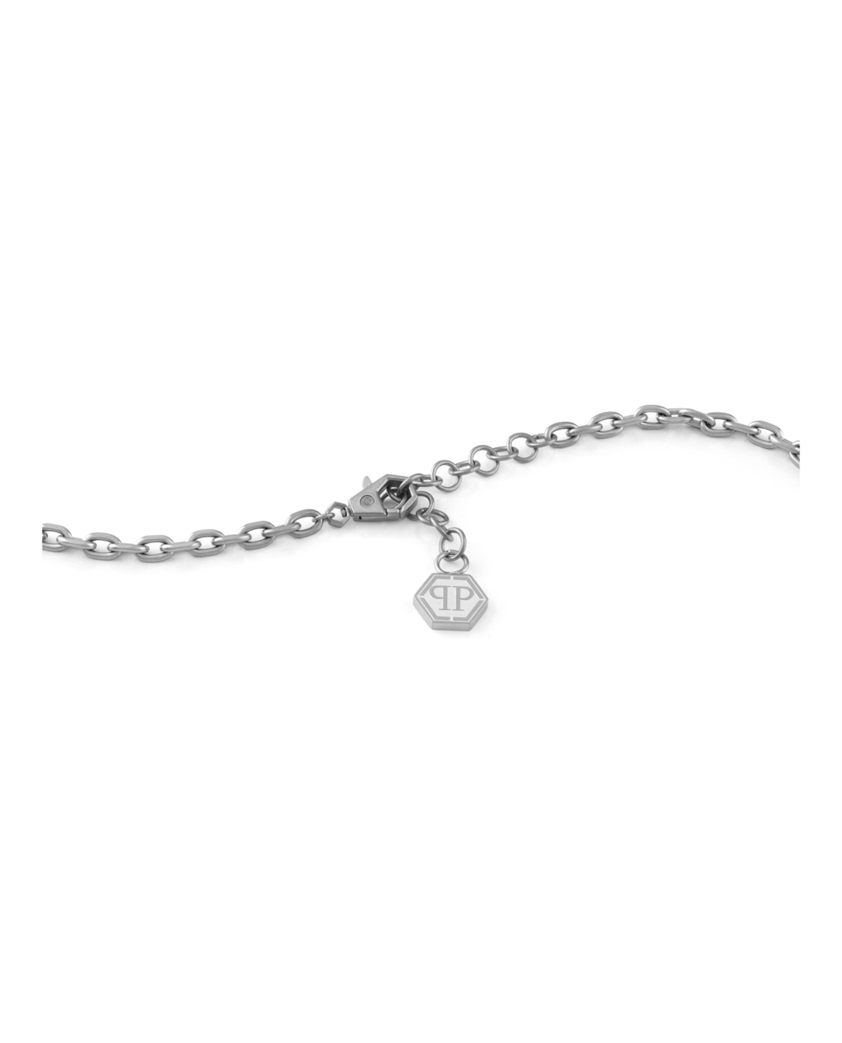 Philipp Plein Mens Hexagon Tactical Buckle Cable Chain Necklace