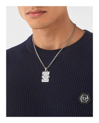 Philipp Plein Mens Hexagon Tactical Buckle Cable Chain Necklace