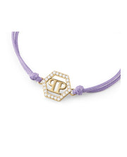 Philipp Plein Womens Linked Crystal Cotton Cord Bracelet