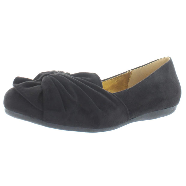 Snug Womens Faux Suede Ruched Ballet Flats