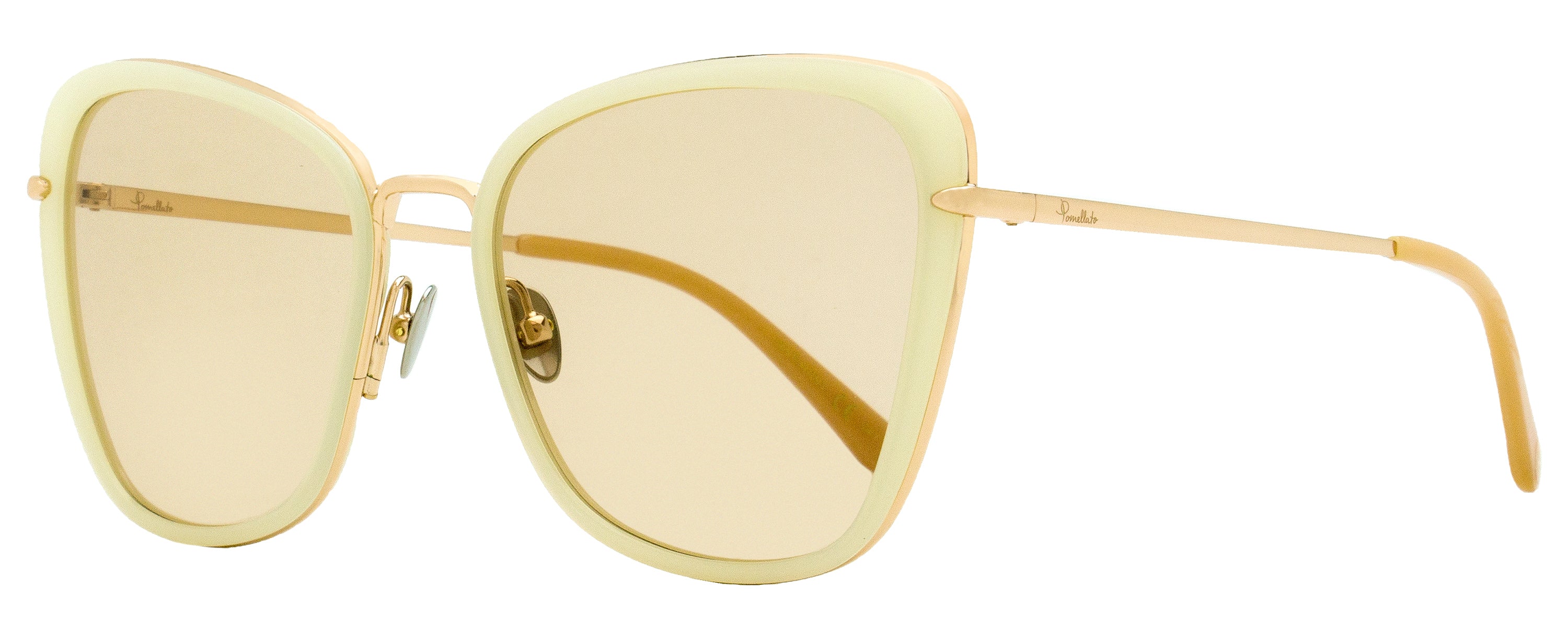 Pomellato Butterfly Sunglasses PM0082S 001 Ivory/Gold 57mm Ivory Gold