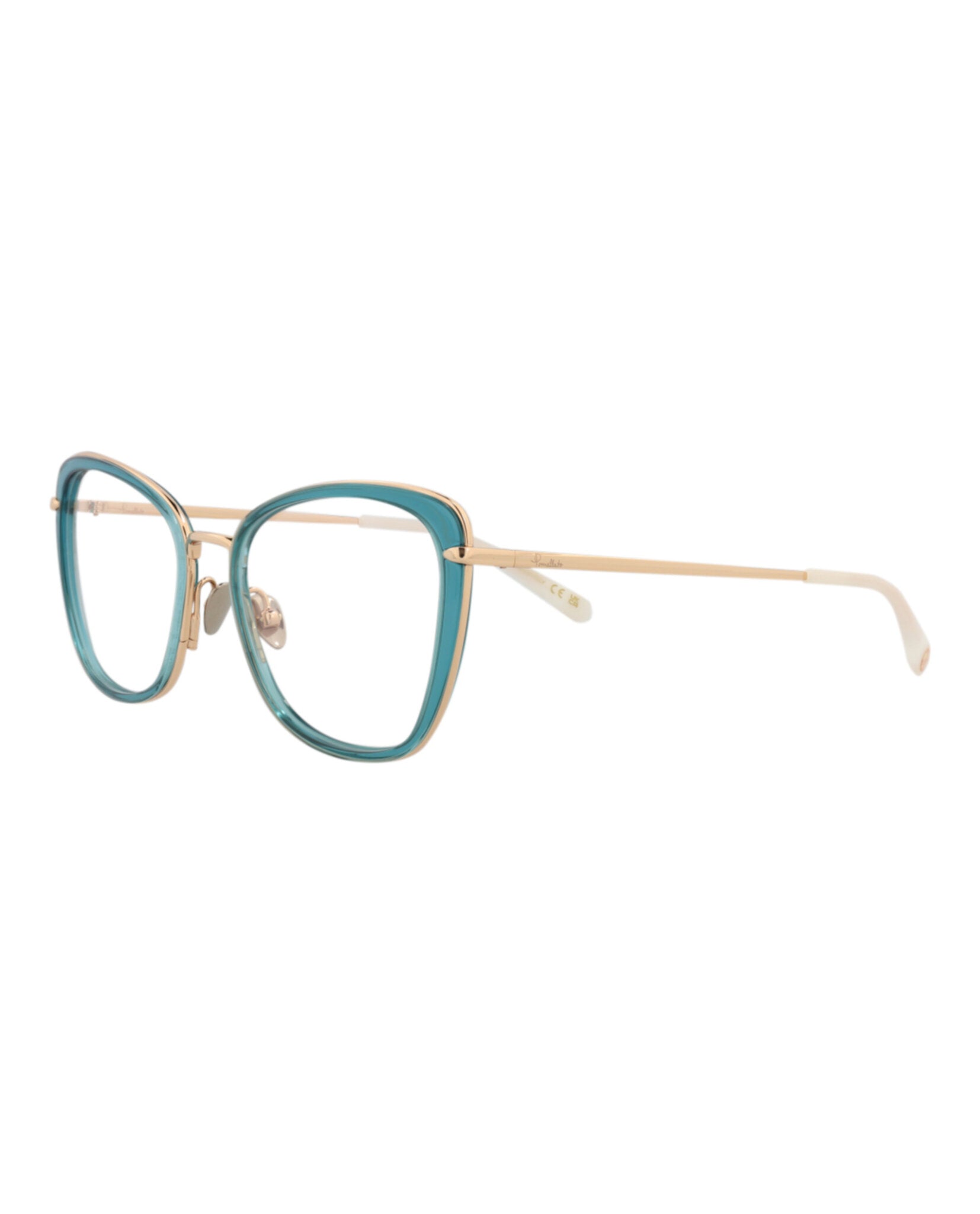 Pomellato Womens Cat Eye Blue Gold Transparent Fashion Designer Eyewear