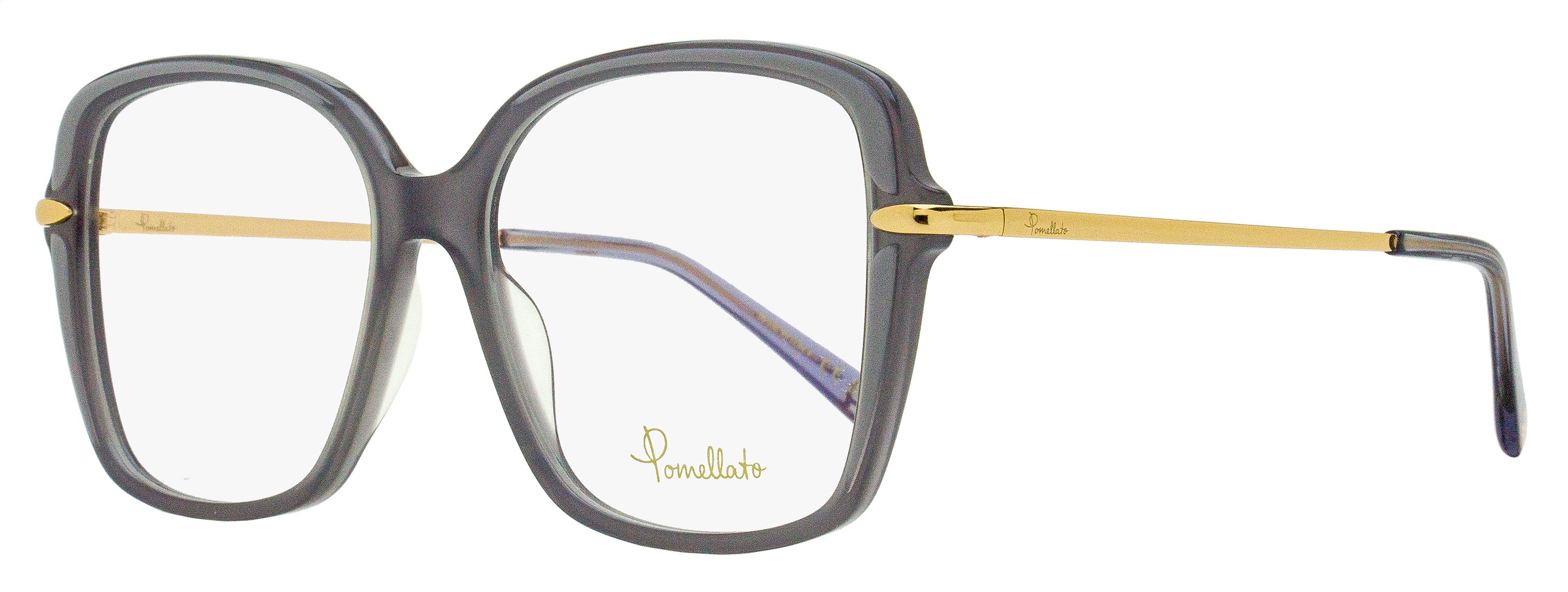 Pomellato Square Eyeglasses PM0090O 001 Gray/Gold 53mm Gray Gold