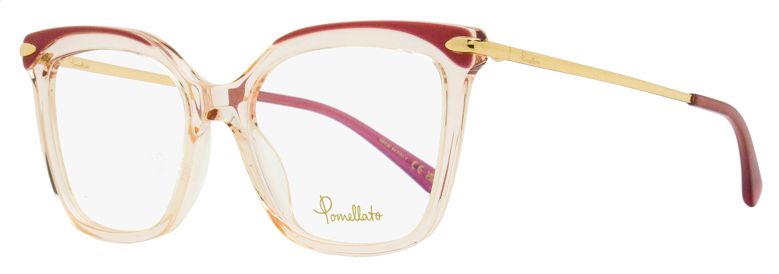 Pomellato Overlay Eyeglasses PM0094O 003 Transparent Rose/Gold 52mm Transparent Rose Gold