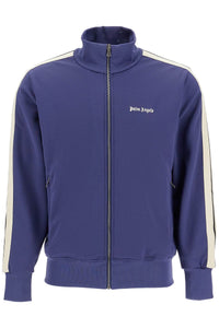 Palm Angels Men's Contrast Band Track Jacket With Nine Words Blue