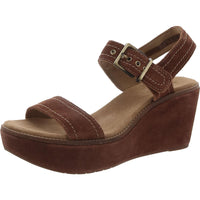 Aisley Orchid Womens Suede Ankle Strap Wedge Sandals