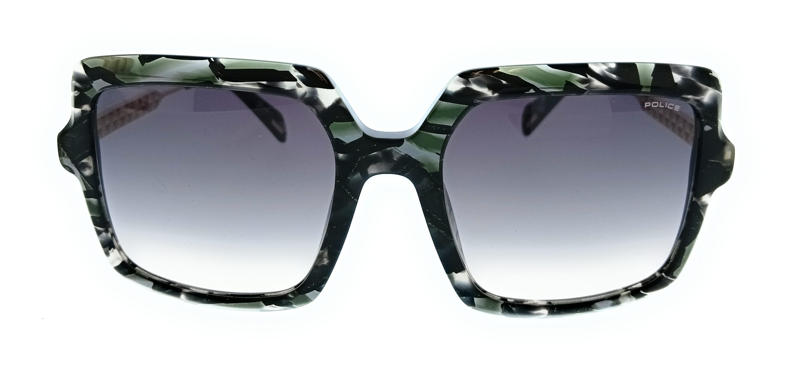 POLICE PLG20 06RT Shiny Green Havana+Black Square Womens Sunglasses