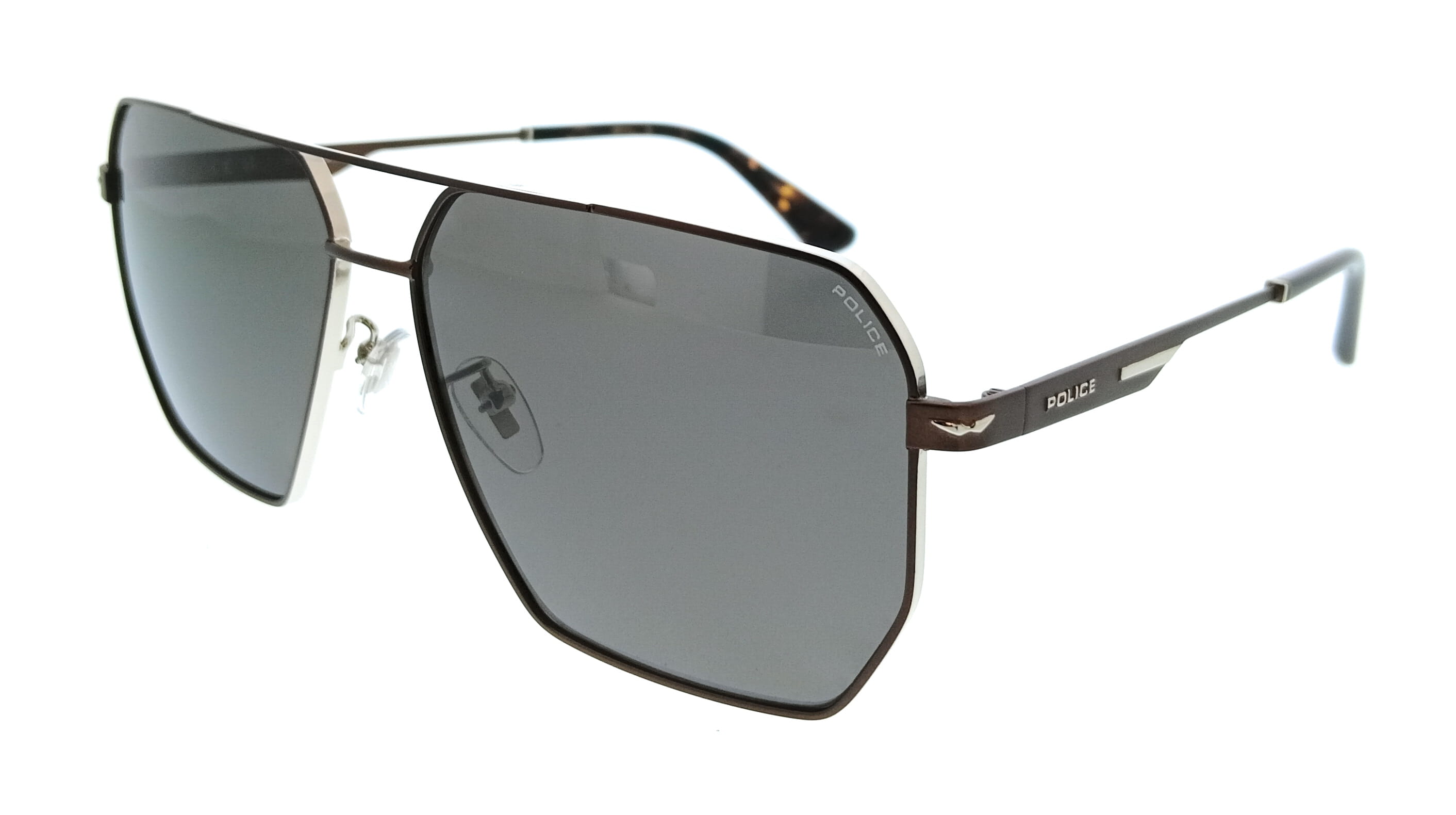POLICE PLL79 A75P Shiny Palladium Geometric Mens Sunglasses