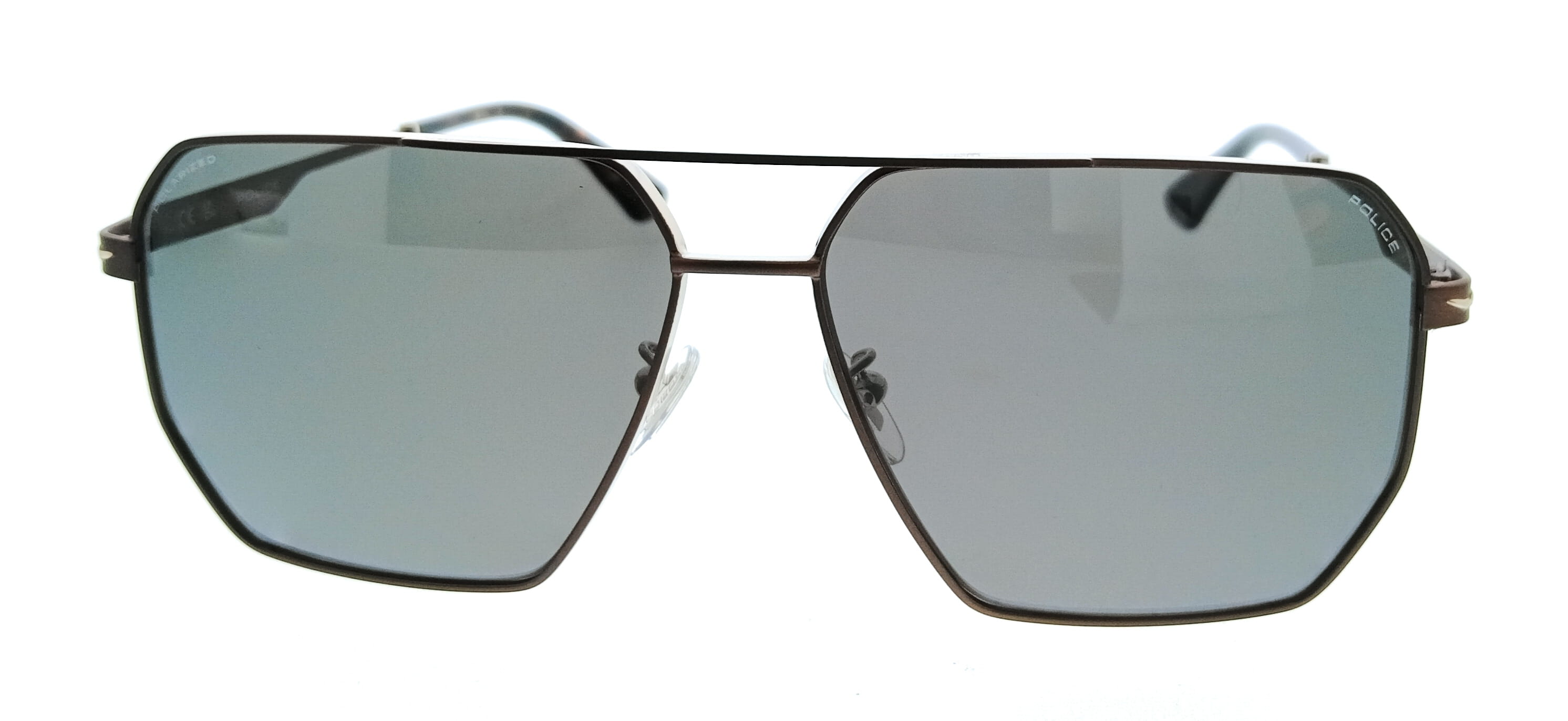POLICE PLL79 A75P Shiny Palladium Geometric Mens Sunglasses