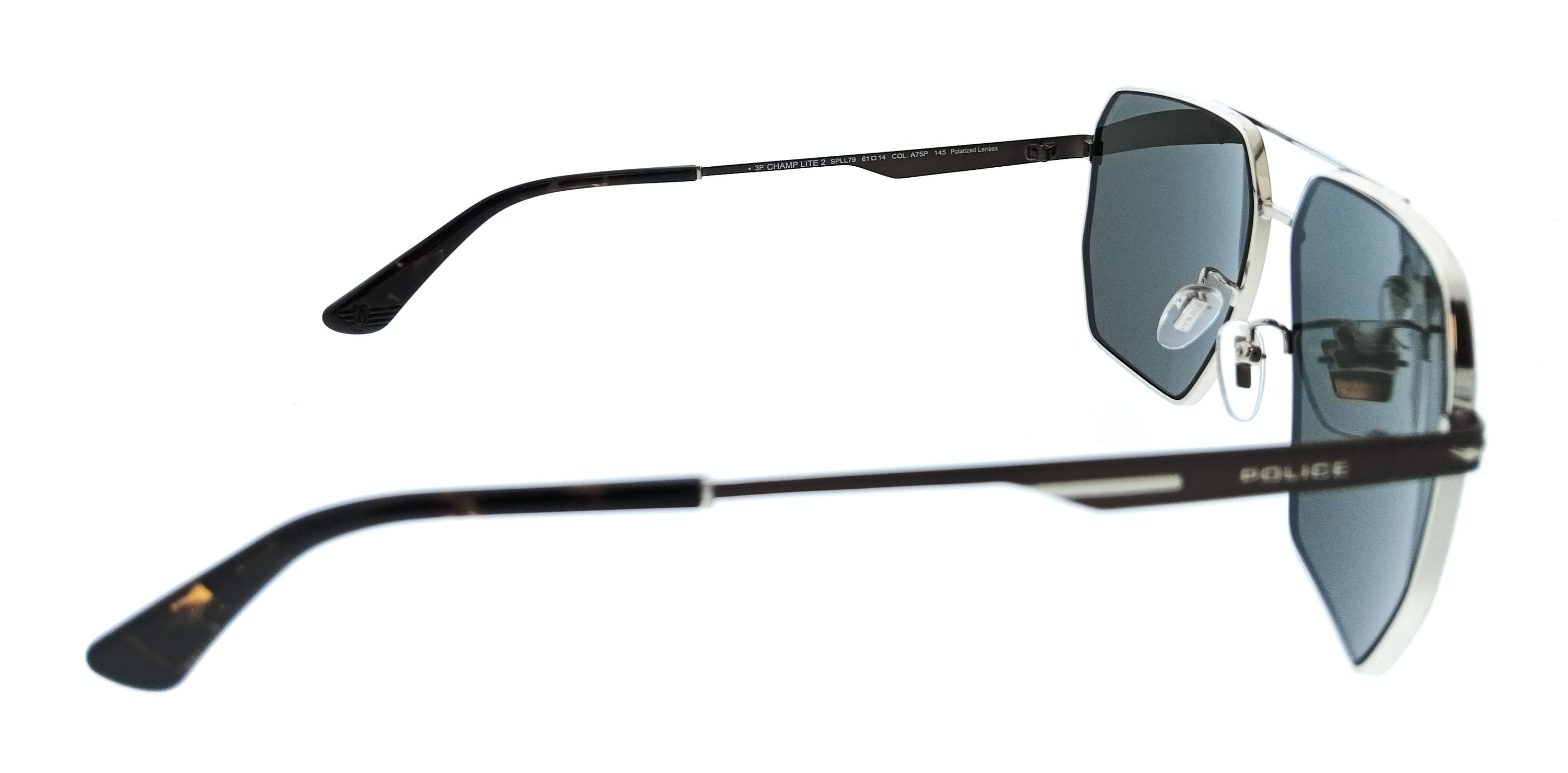 POLICE PLL79 A75P Shiny Palladium Geometric Mens Sunglasses