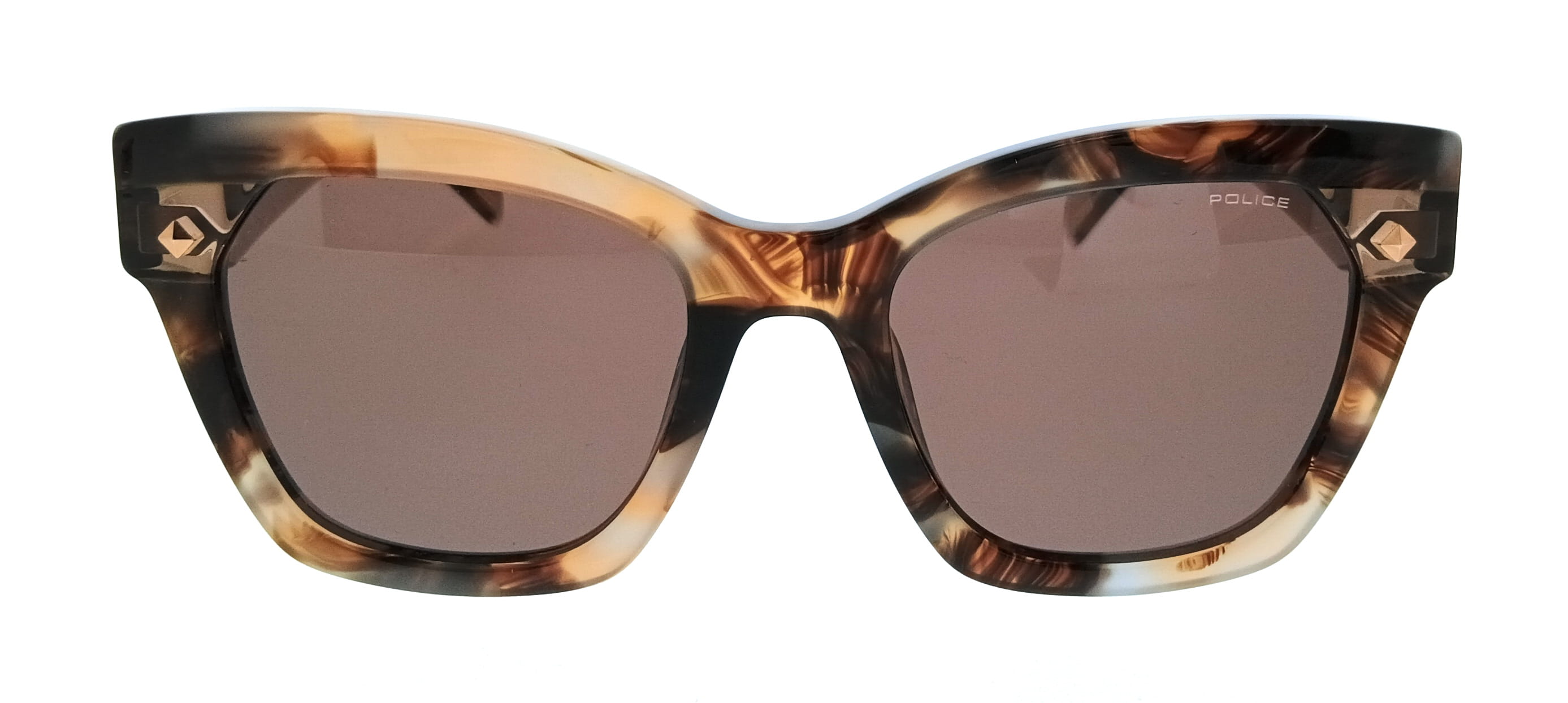 POLICE PLL98M 0AM5 Brown Geometric Womens Sunglasses