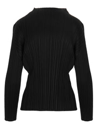 Pleats Please Issey Miyake Women 'Basics' Black Long Sleeve Top