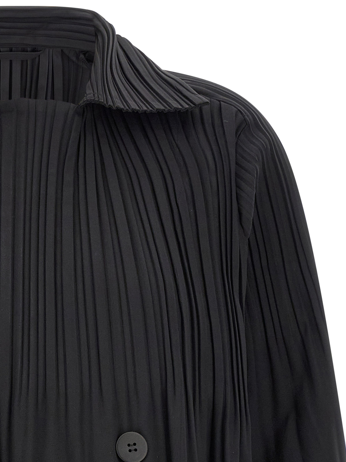 Pleats Please Issey Miyake Women A-Line Black 'Smooth Coat' Coat