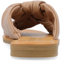 Kianna Womens Faux Leather Slip On Slide Sandals