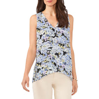 Womens Floral Print V-Neck Blouse Sea Breeze