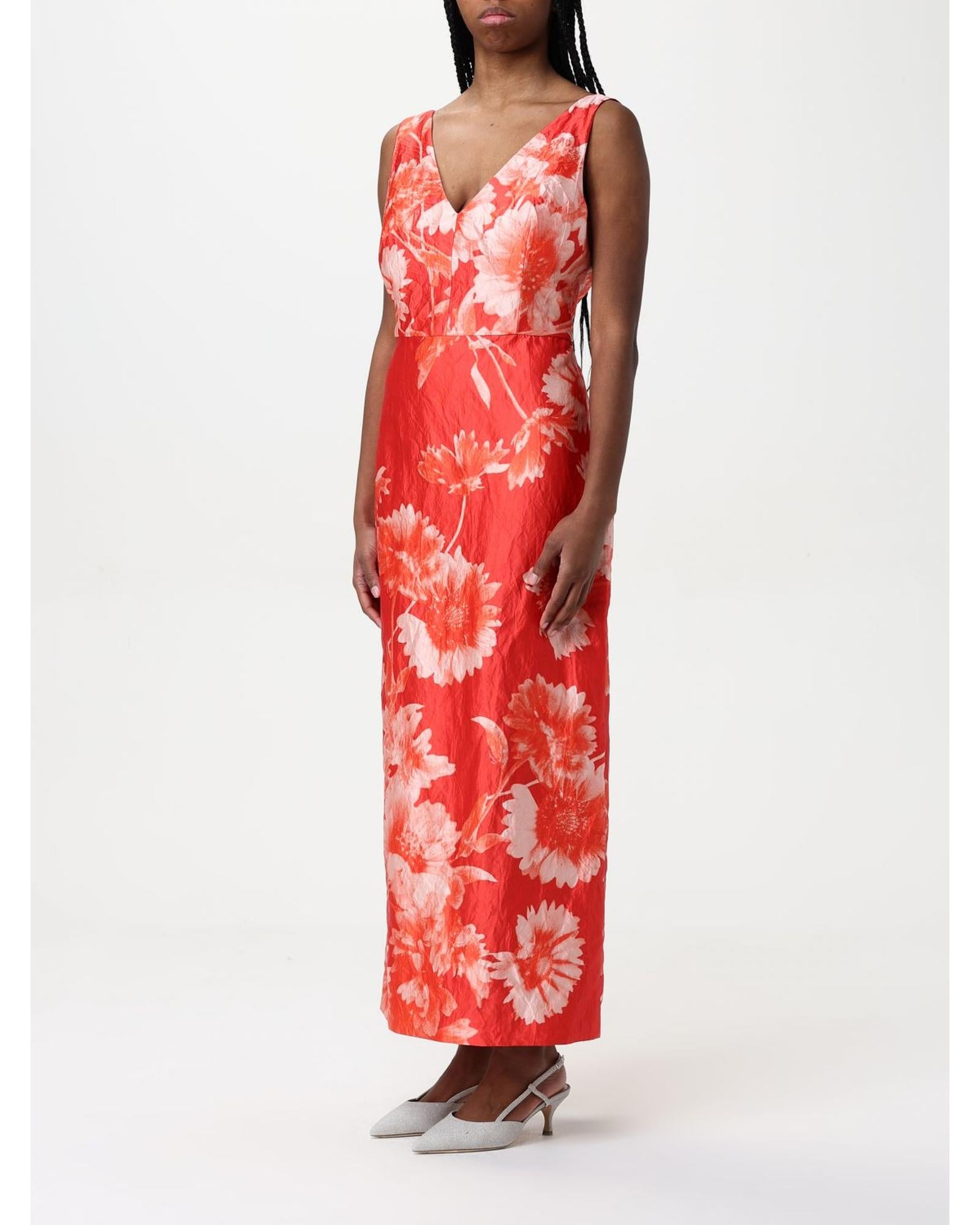 Erdem Floral Print Maxi Dress Women Coral Dresses