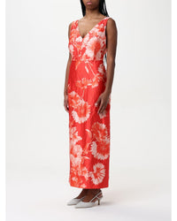 Erdem Floral Print Maxi Dress Women Coral Dresses