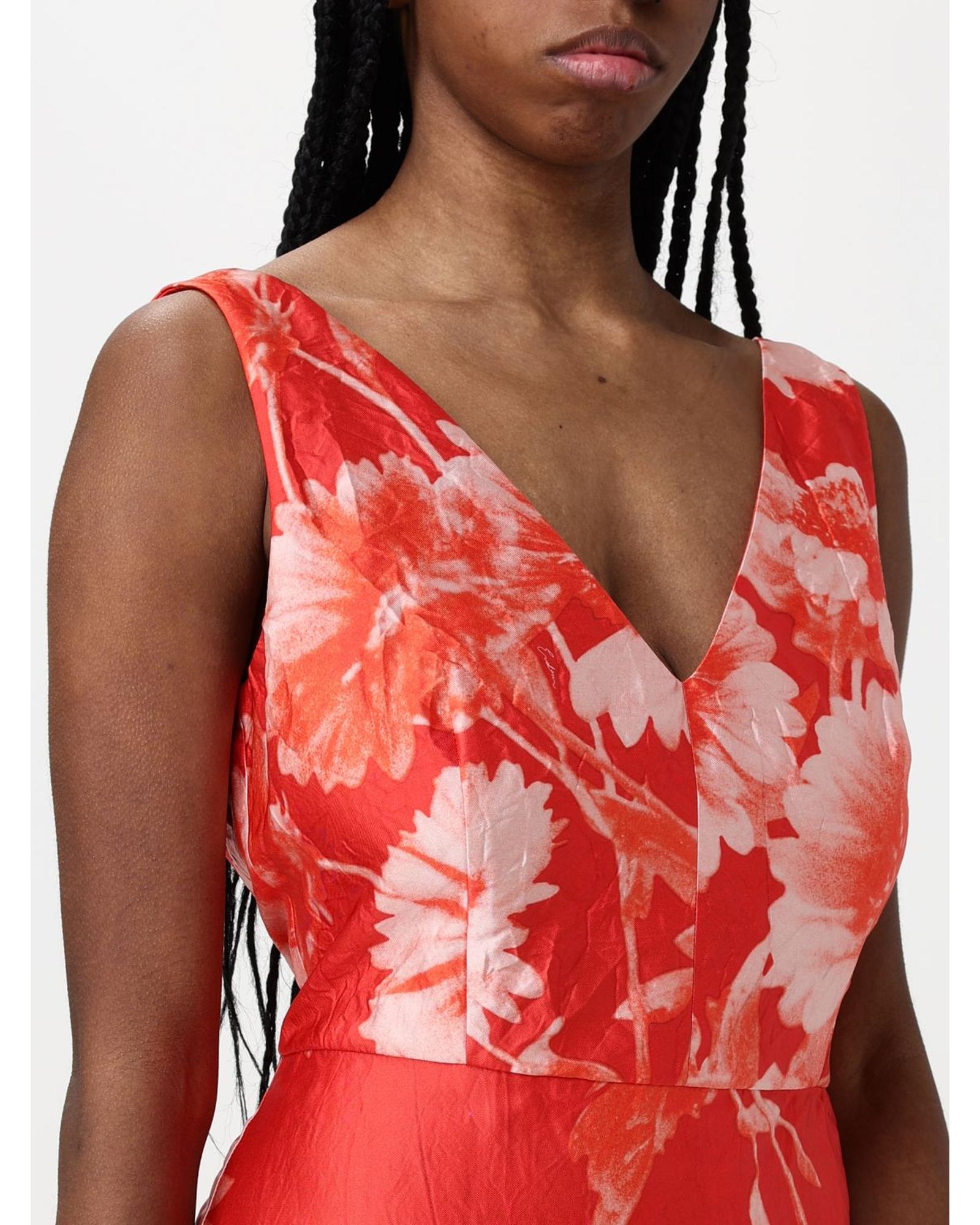 Erdem Floral Print Maxi Dress Women Coral Dresses