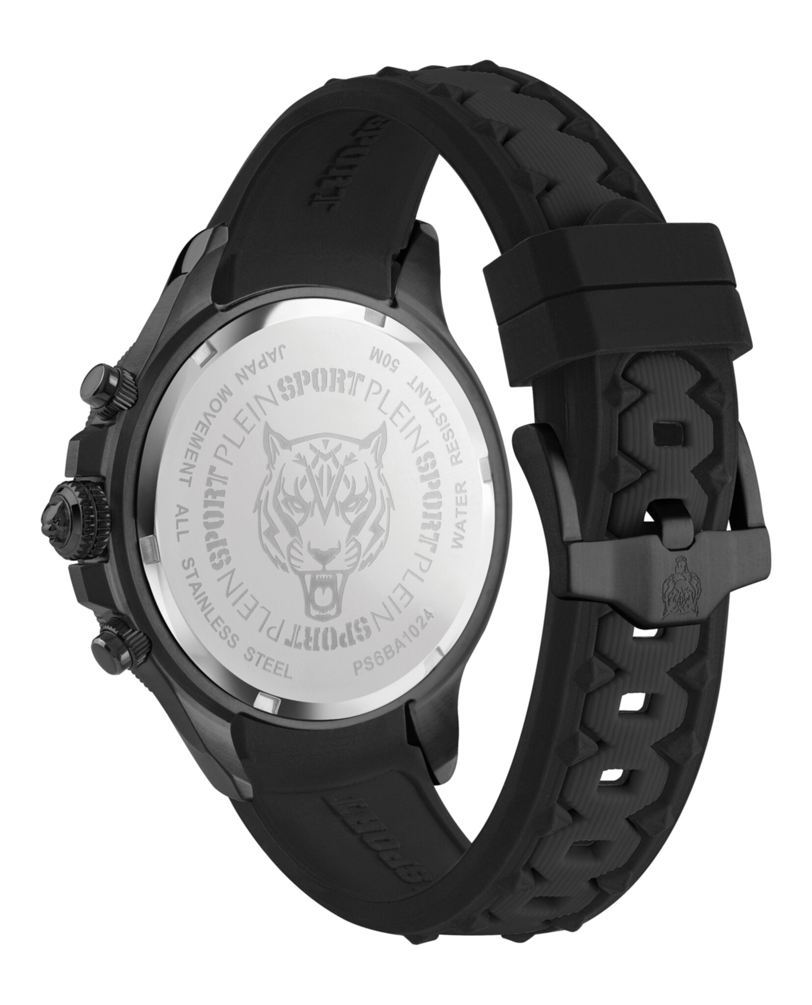 Plein Sport Mens Black 47mm Strap Fashion Watch