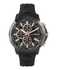 Plein Sport Mens Plein Gain Black 43mm Strap Fashion Watch Black