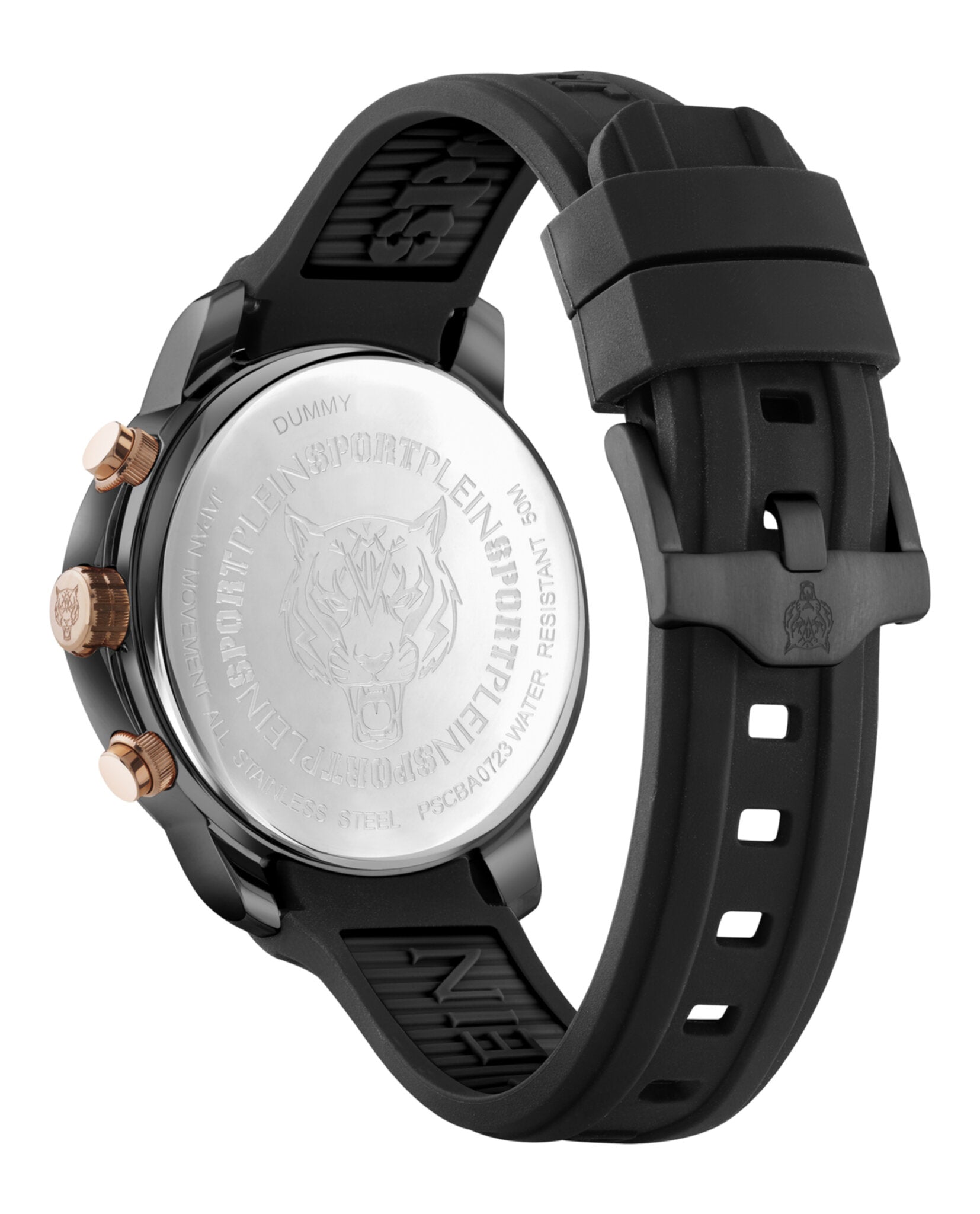 Plein Sport Mens Plein Gain Black 43mm Strap Fashion Watch