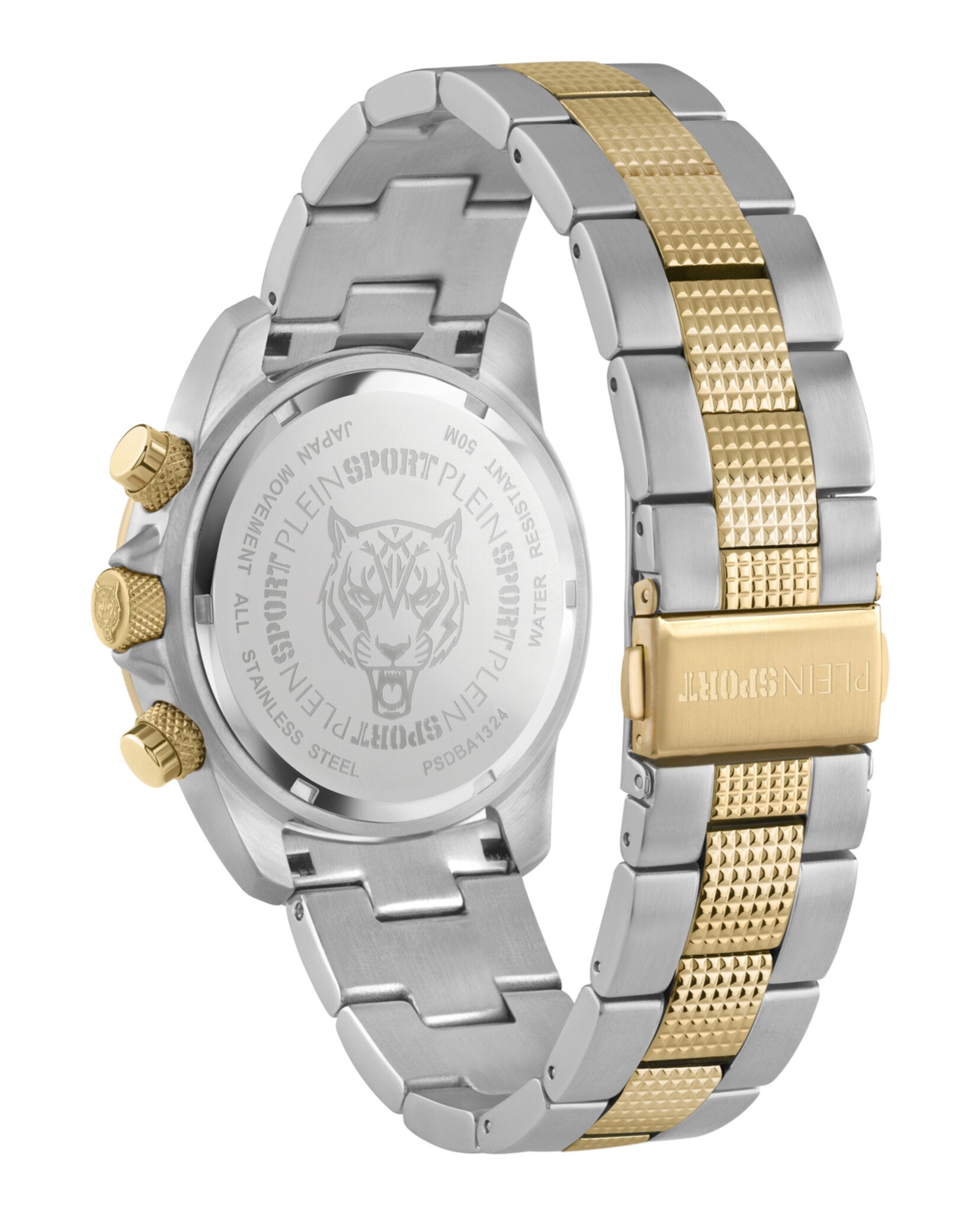 Plein Sport Mens Two Tone 44mm Bracelet Fashion Watch