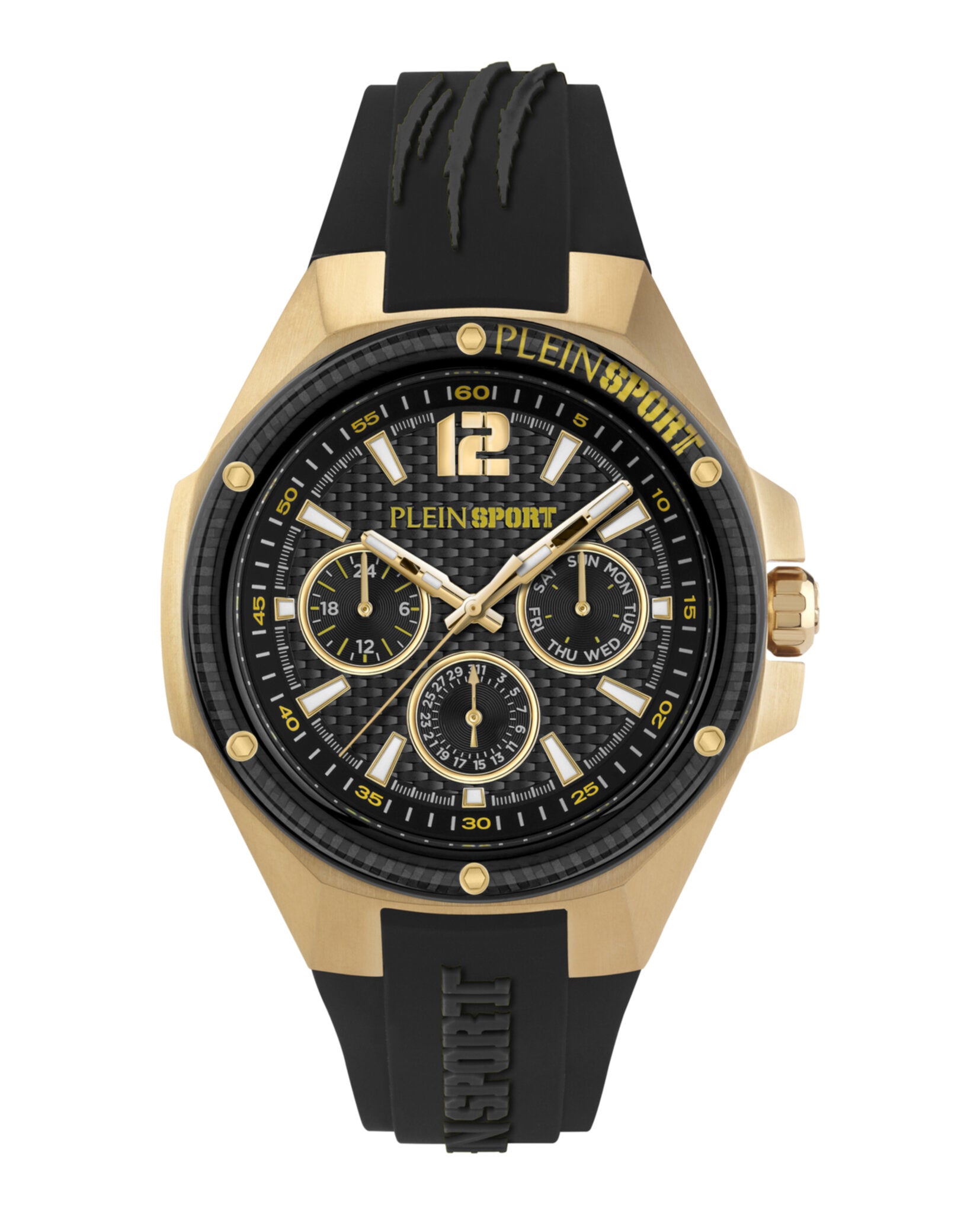 Plein Sport Mens Gold 47mm Strap Fashion Watch