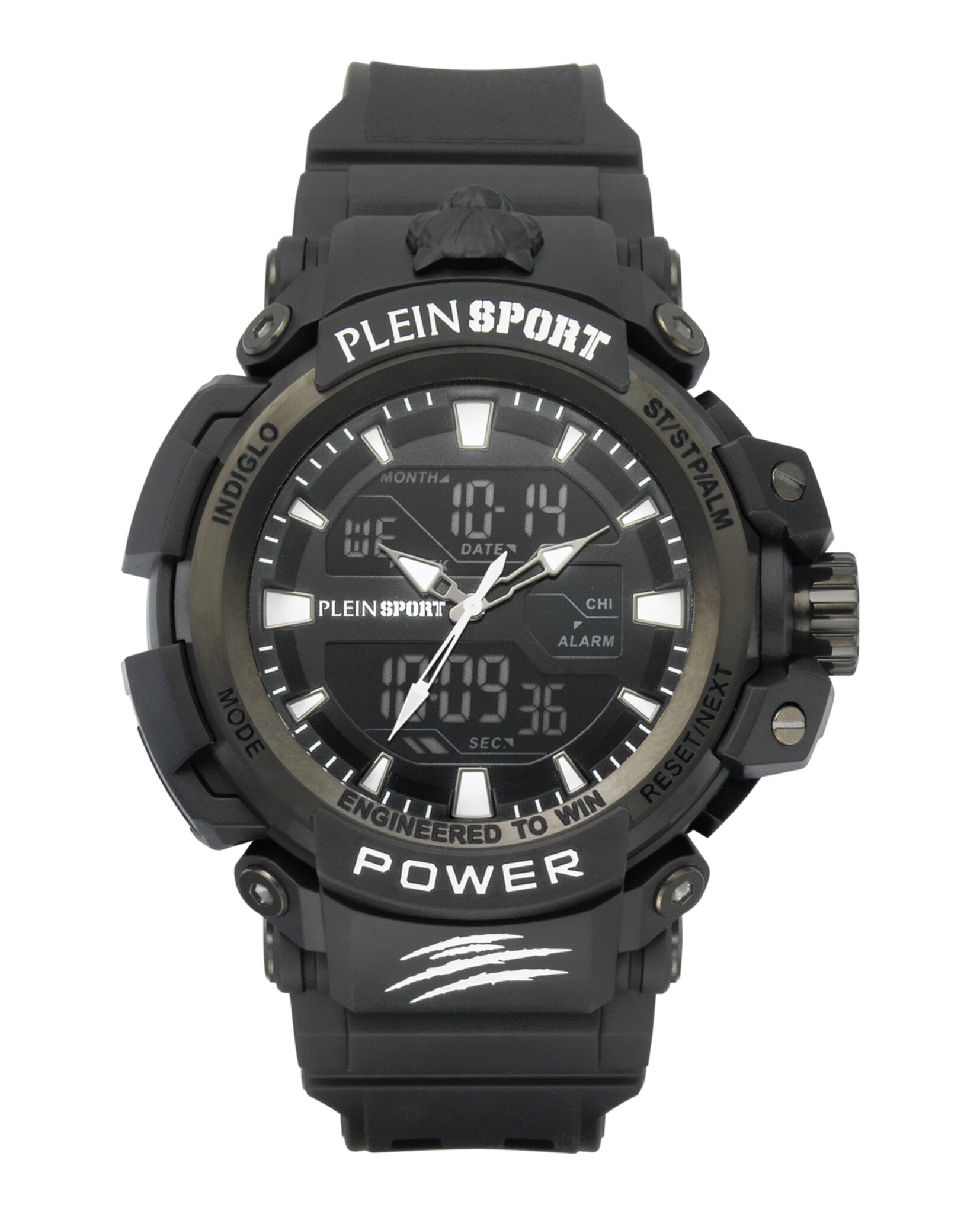 Plein Sport Mens Black 50mm Strap Fashion Watch