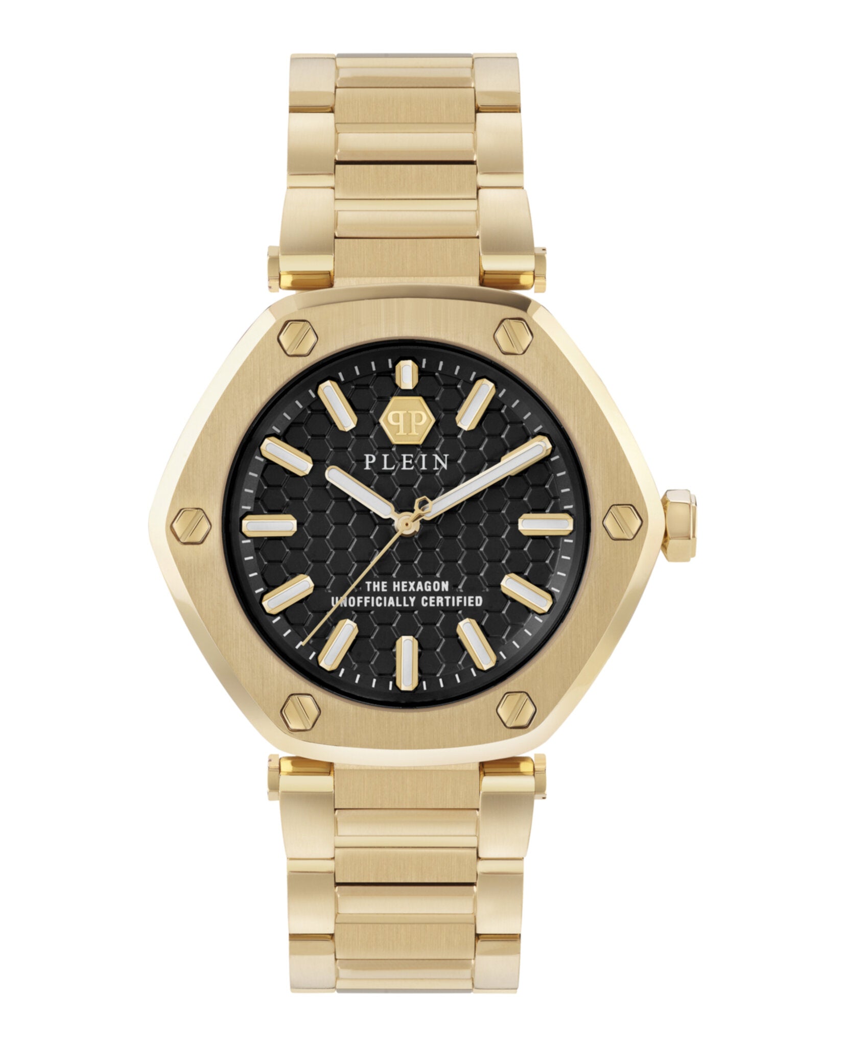Philipp Plein Womens The Hexagon Gold 38mm Bracelet Fashion Watch