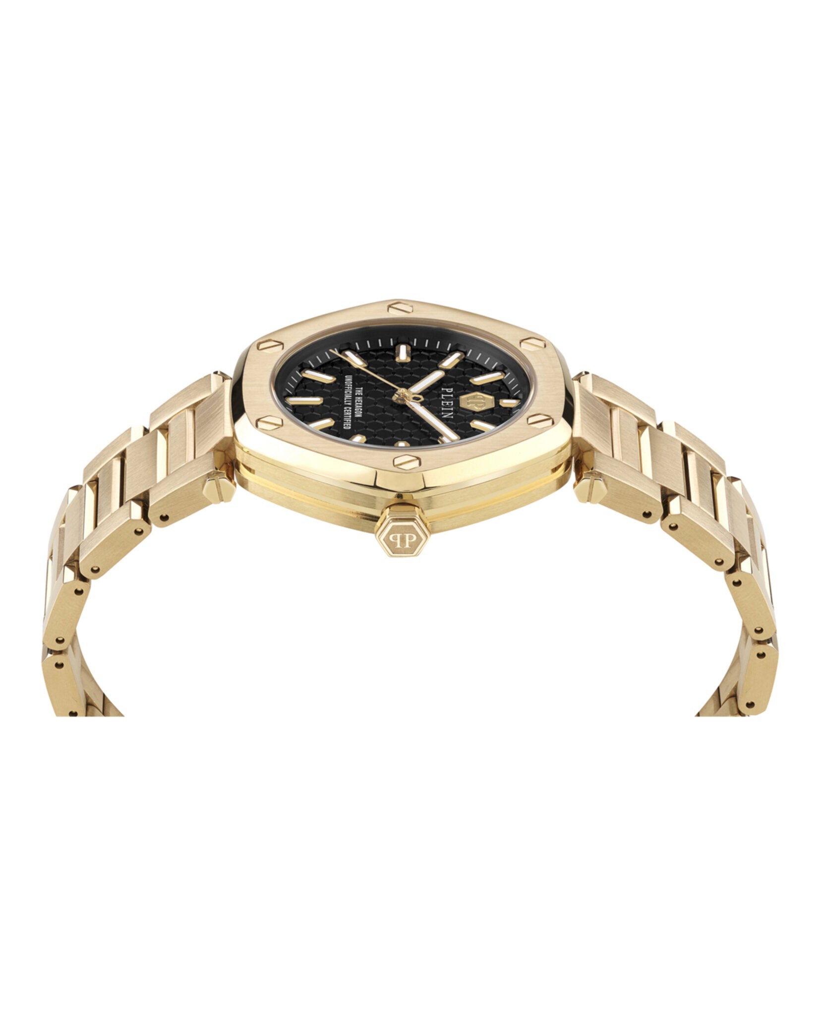 Philipp Plein Womens The Hexagon Gold 38mm Bracelet Fashion Watch