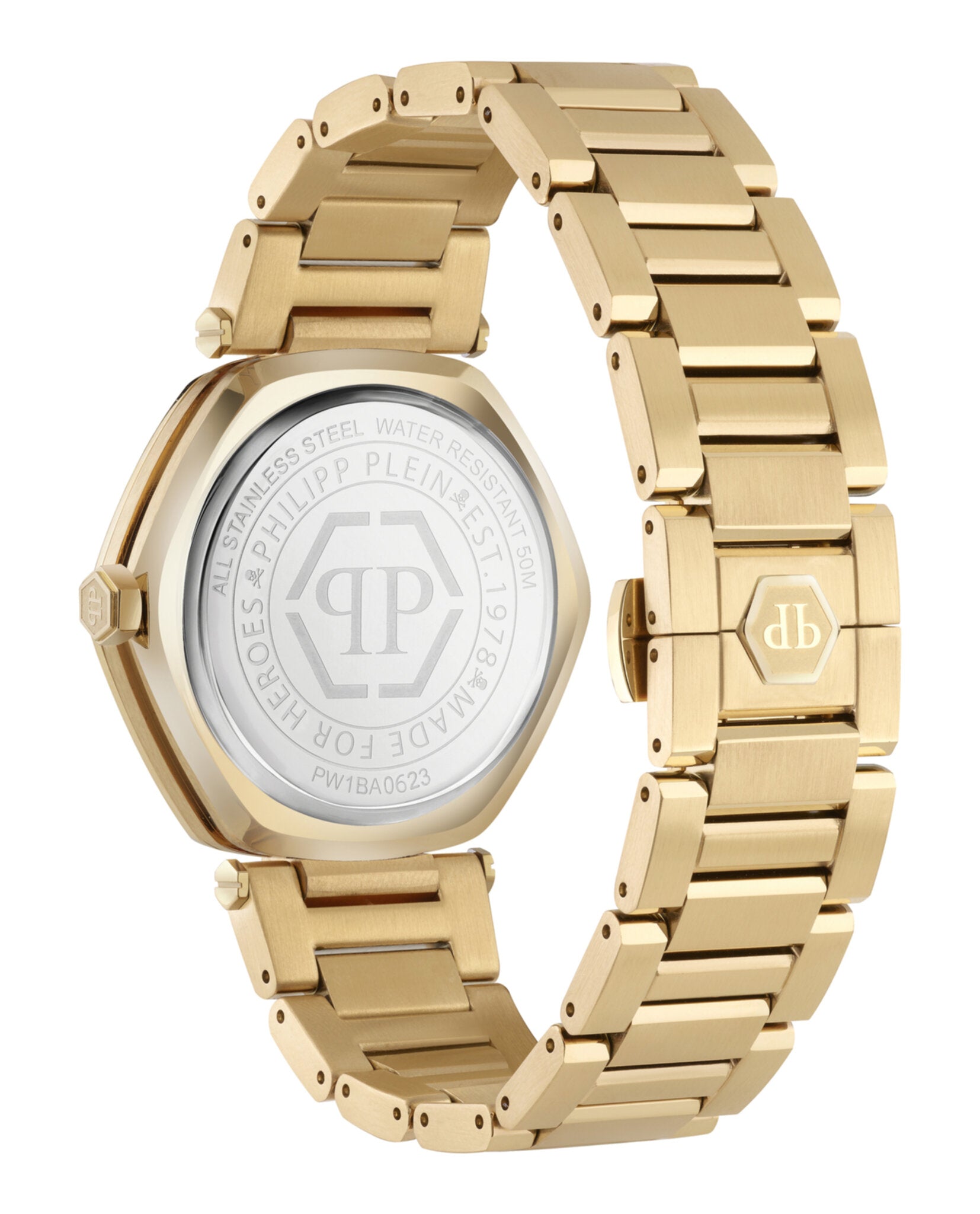 Philipp Plein Womens The Hexagon Gold 38mm Bracelet Fashion Watch