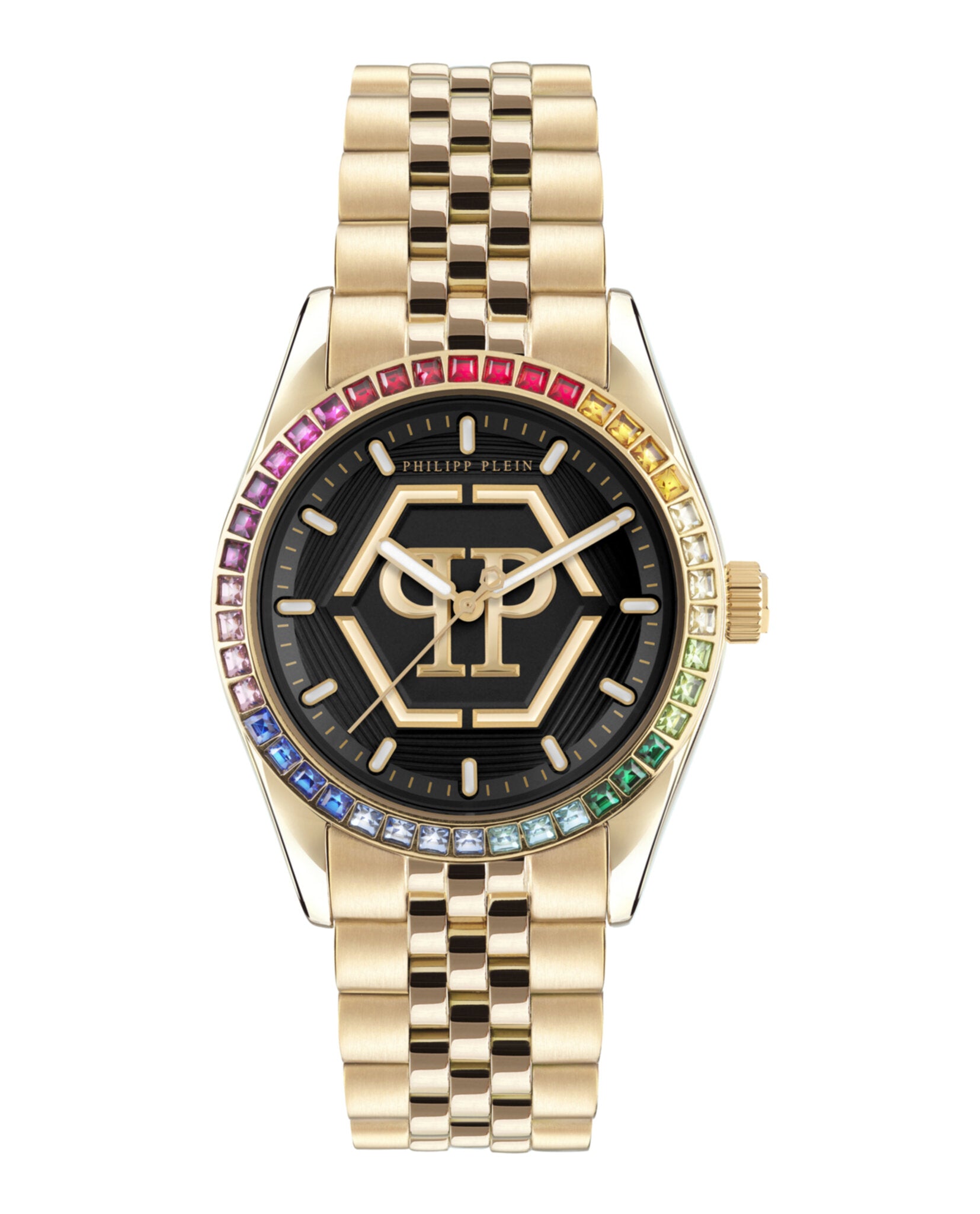 Philipp Plein Womens Date Superlative Gold 38mm Bracelet Fashion Watch