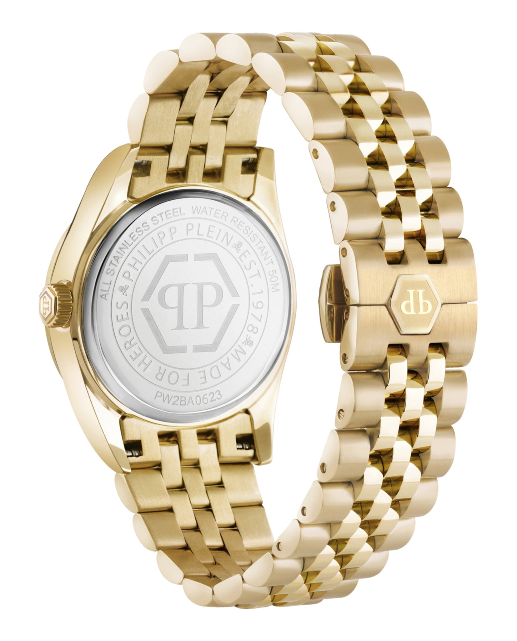 Philipp Plein Womens Date Superlative Gold 38mm Bracelet Fashion Watch