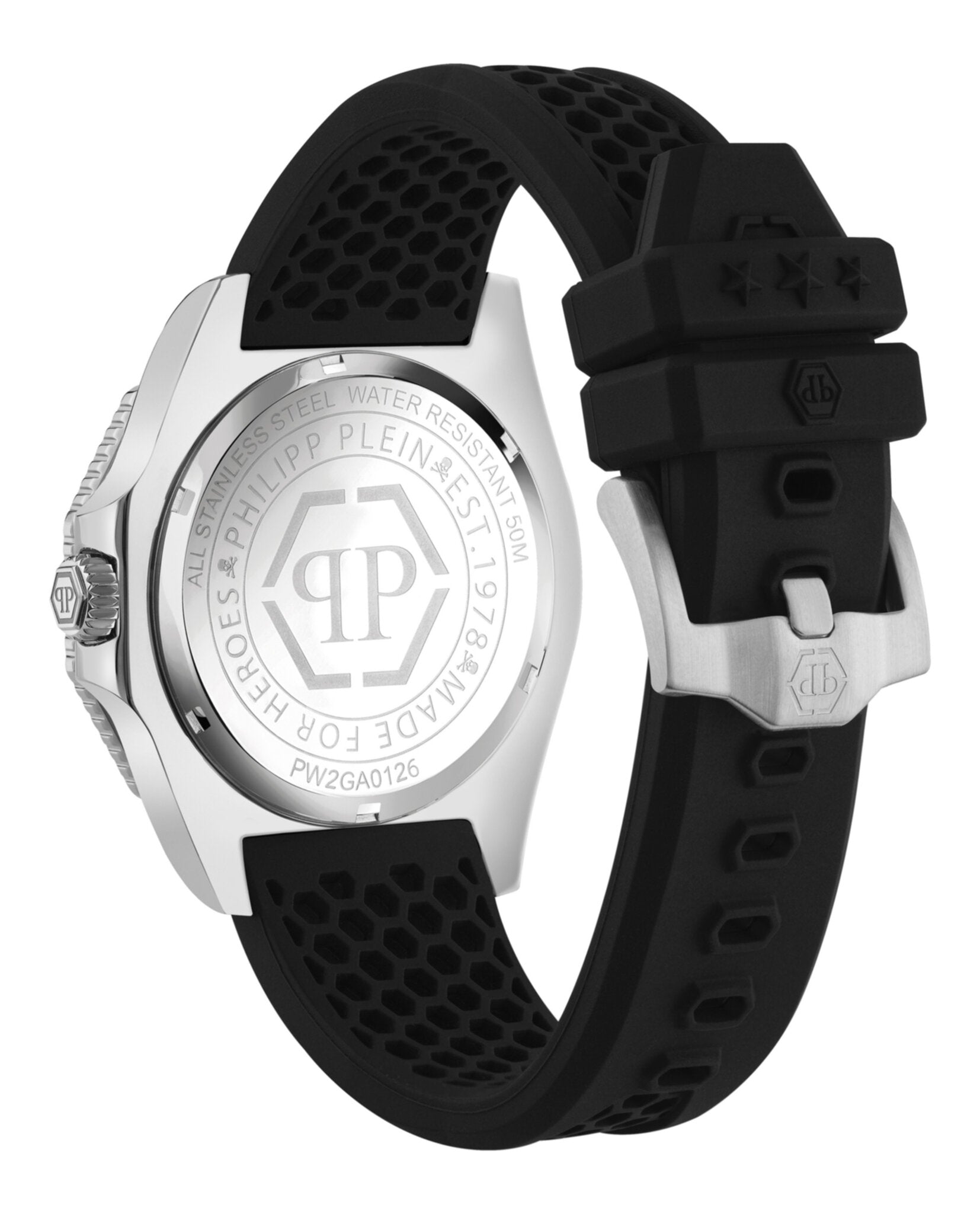 Philipp Plein Mens Stainless Steel 44mm Strap Fashion Watch