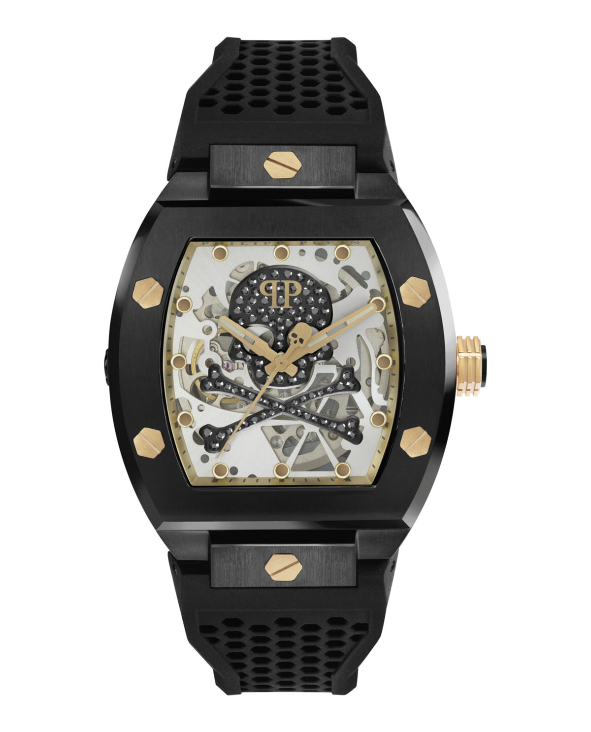 Philipp Plein Mens IP Black 44mm Strap Fashion Watch