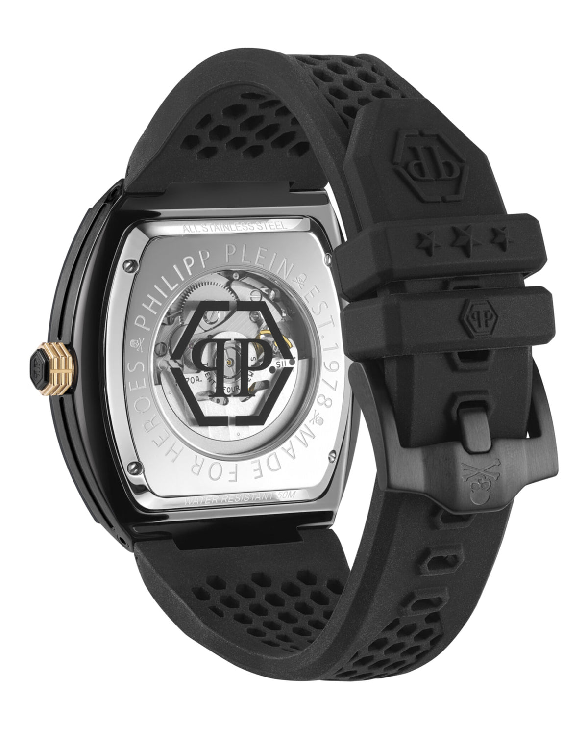 Philipp Plein Mens IP Black 44mm Strap Fashion Watch
