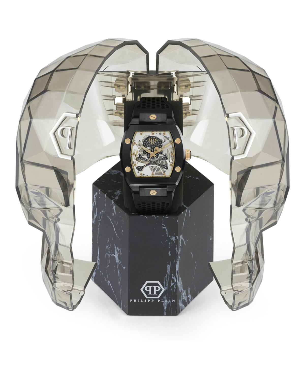 Philipp Plein Mens IP Black 44mm Strap Fashion Watch