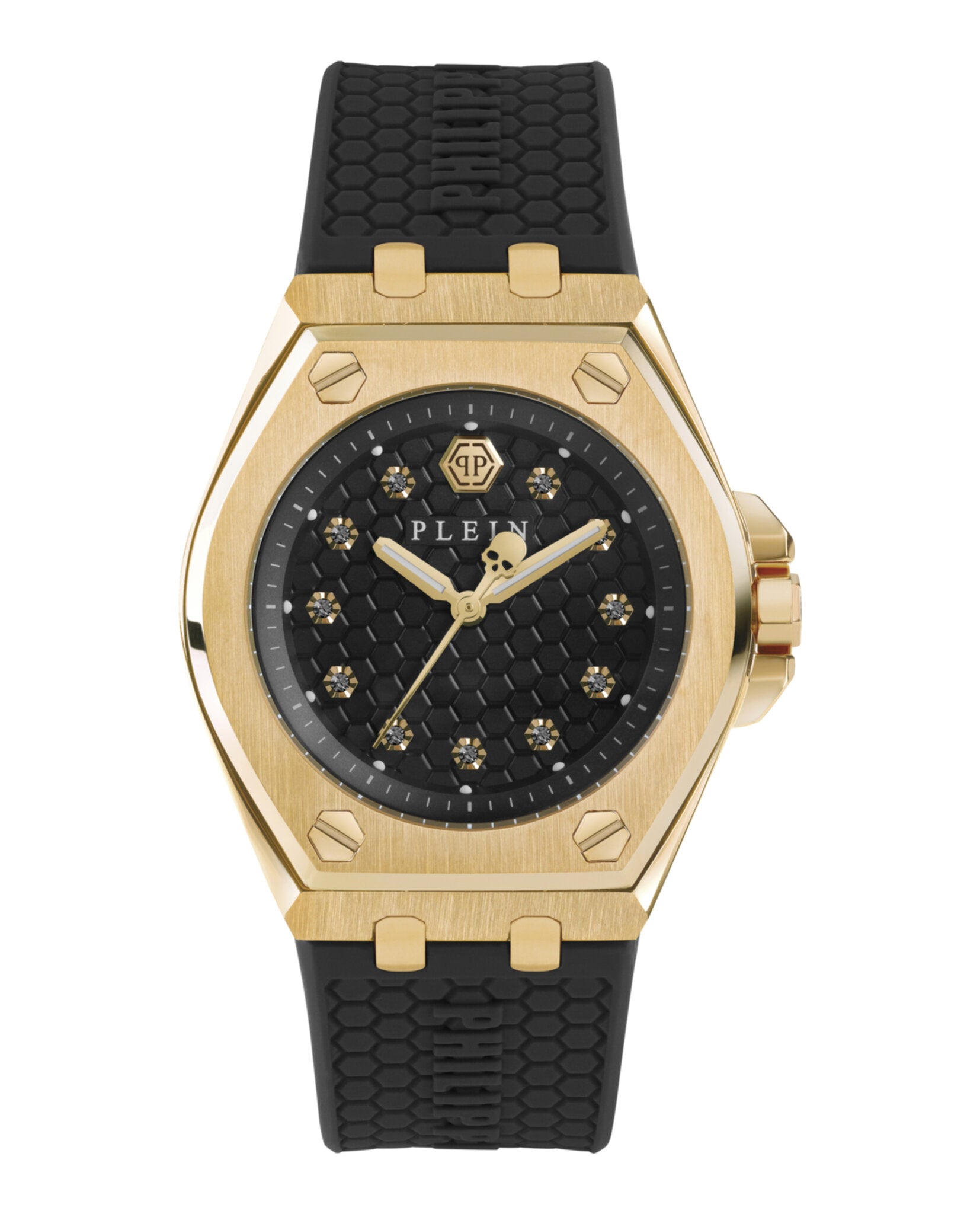Philipp Plein Womens IP Yellow Gold 38mm Strap Fashion Watch