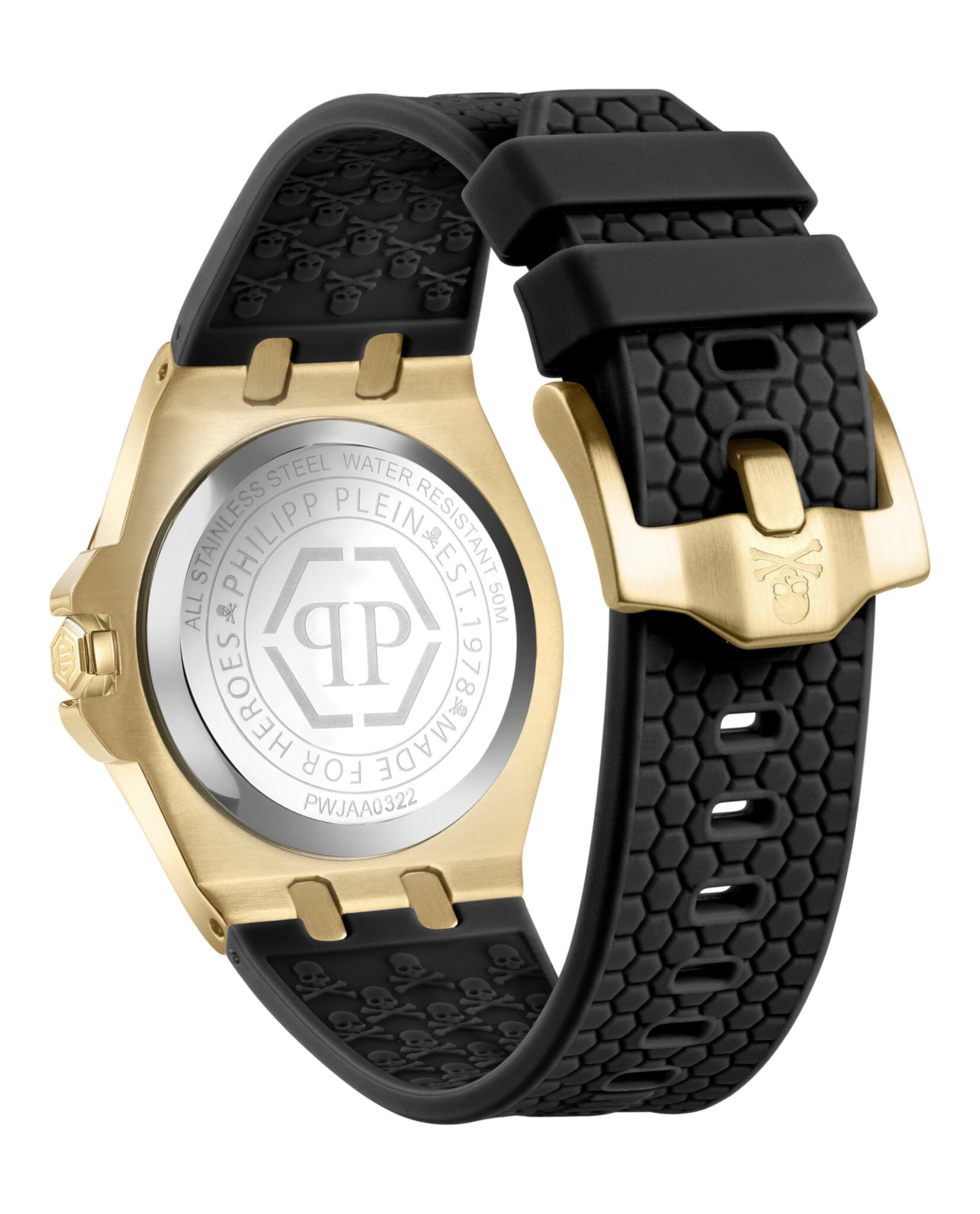 Philipp Plein Womens IP Yellow Gold 38mm Strap Fashion Watch
