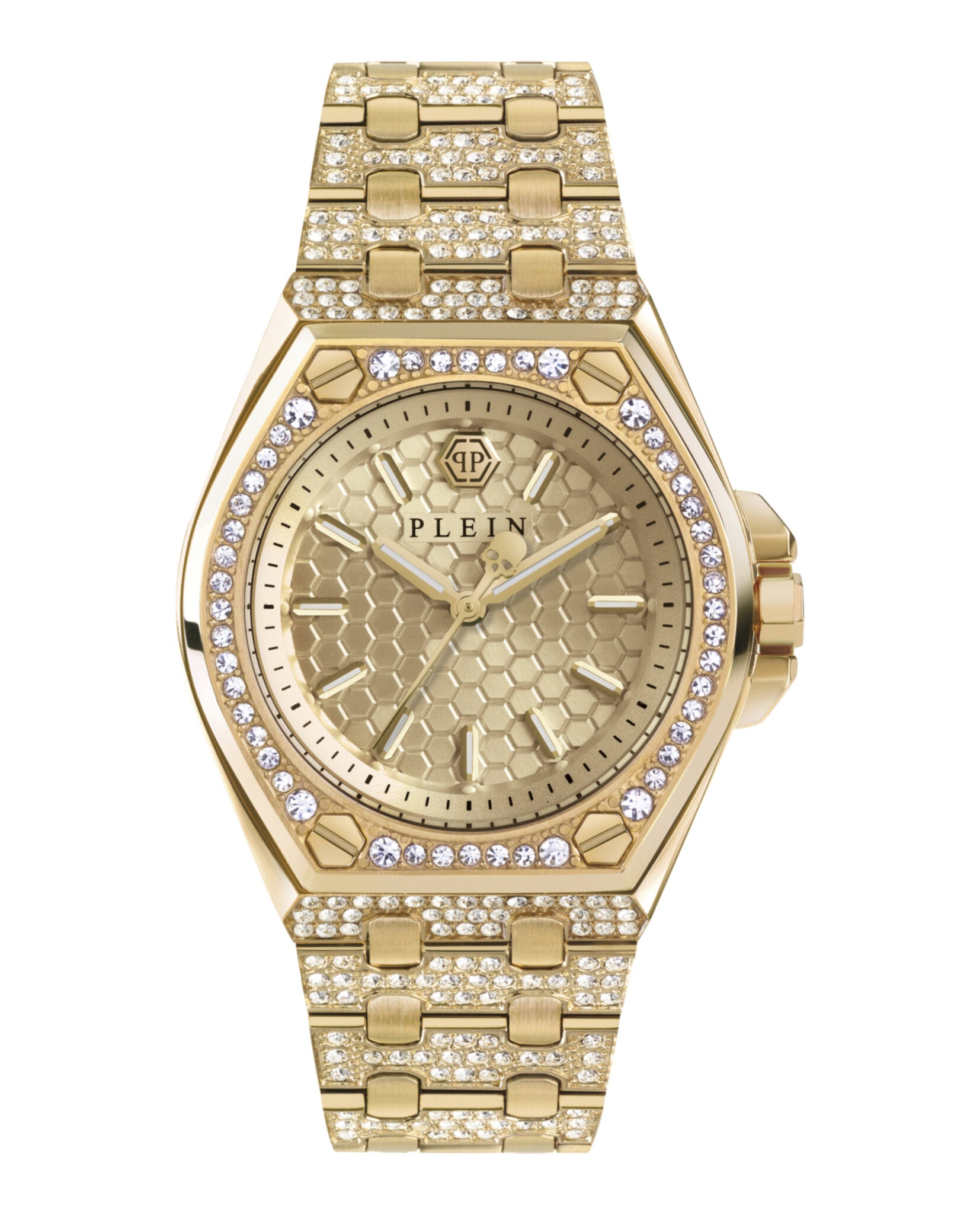 Philipp Plein Womens IP Yellow Gold 38mm Bracelet Fashion Watch