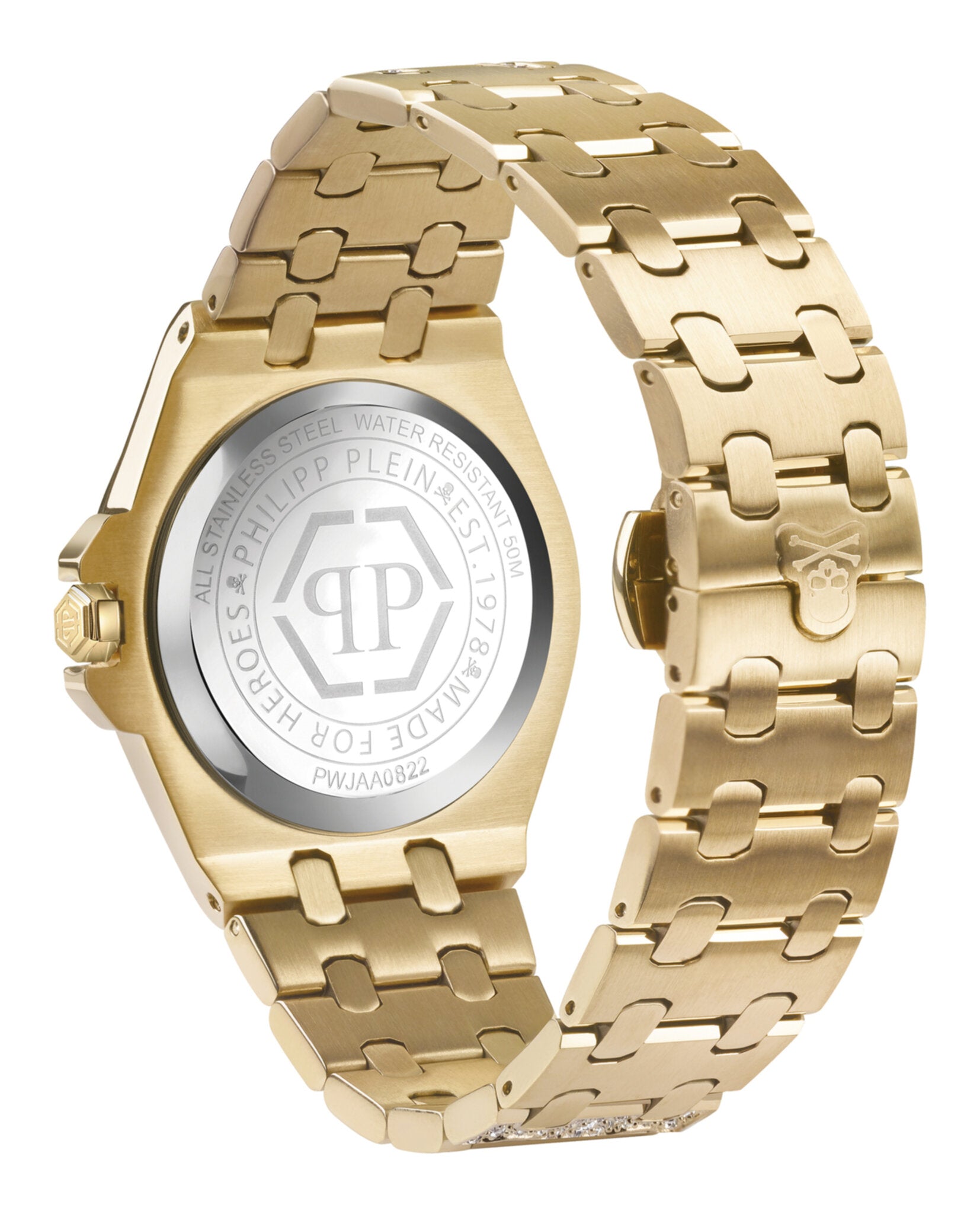 Philipp Plein Womens IP Yellow Gold 38mm Bracelet Fashion Watch