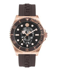 Philipp Plein Mens The $kull 46mm Strap Fashion Watch Rose Gold