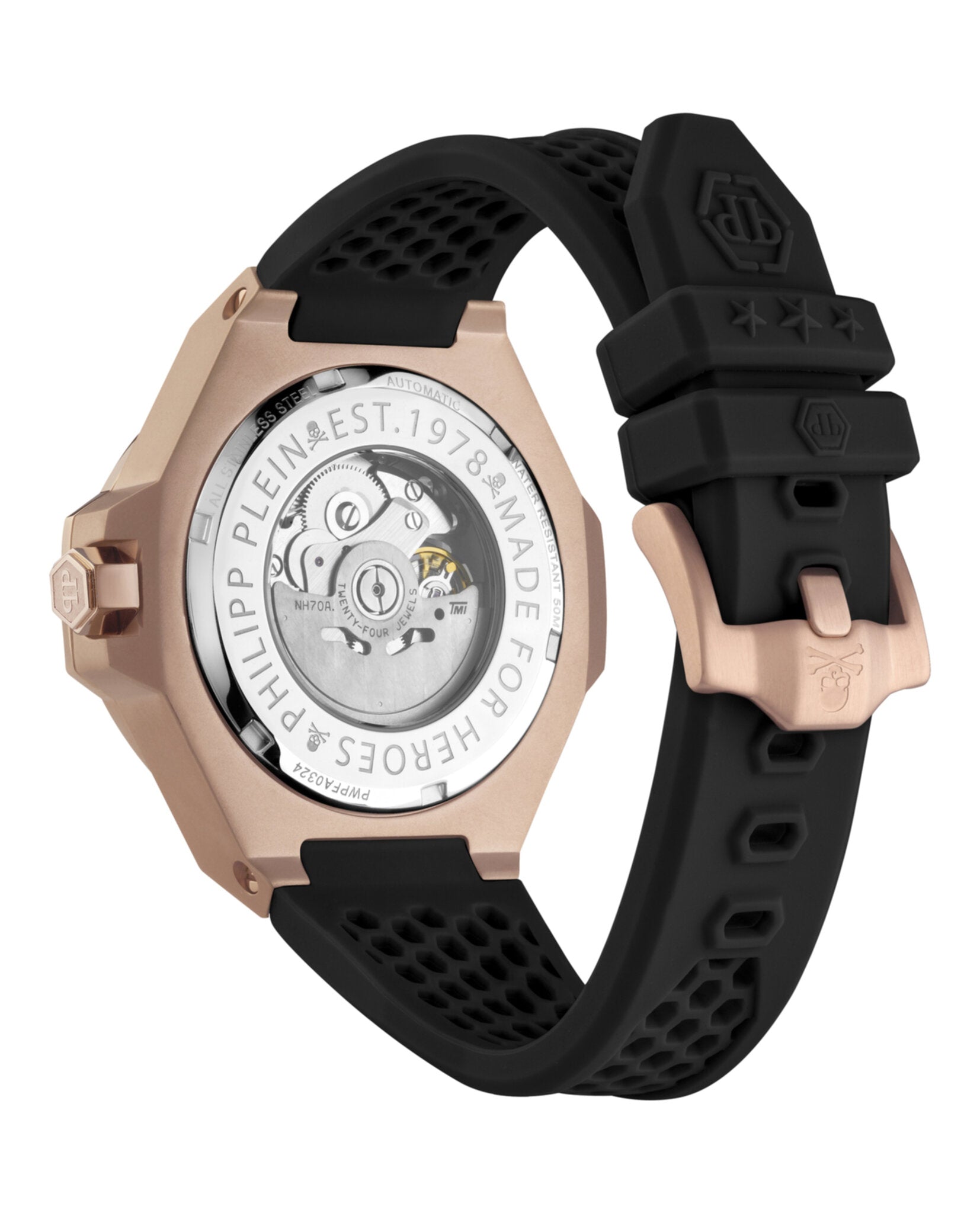 Philipp Plein Mens Rosegold 46mm Strap Fashion Watch