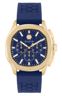 Philipp Plein Mens IP Yellow Gold 44mm Strap Fashion Watch